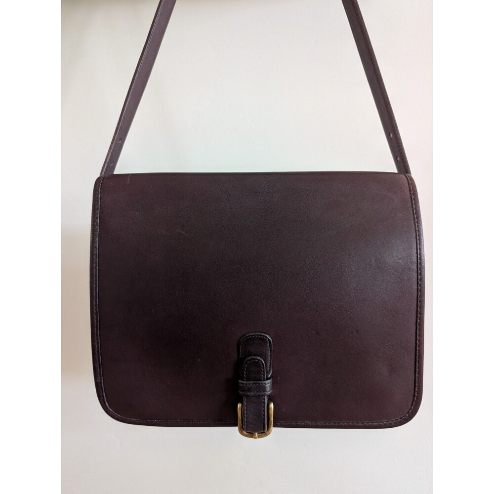 Vintage 1970s Coach NYC Courier Pouch Burgundy Leather Saddle Bag Buckle w/ Tag